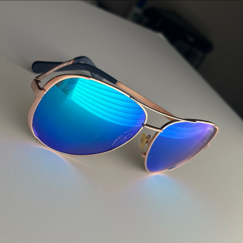 Michael Kors Gold and Blue Aviator Sunglasses MK 5004 Chelsea